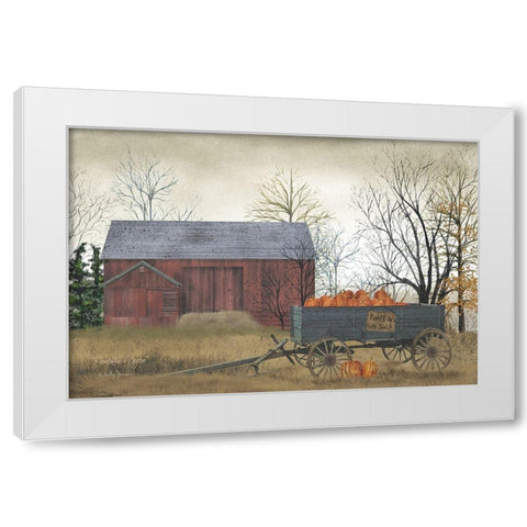 Pumpkin Wagon     White Modern Wood Framed Art Print by Jacobs, Billy