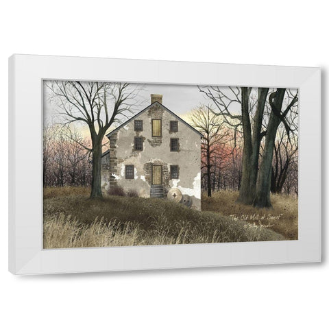Old Mill at Sunset White Modern Wood Framed Art Print by Jacobs, Billy
