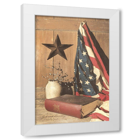 God and Country White Modern Wood Framed Art Print by Jacobs, Billy
