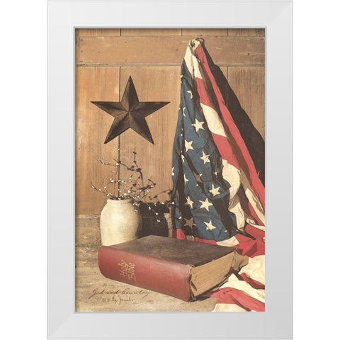 God and Country White Modern Wood Framed Art Print by Jacobs, Billy