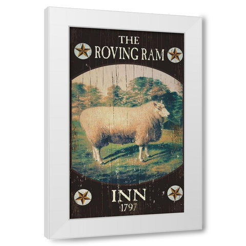 Roving Ram White Modern Wood Framed Art Print by Jacobs, Billy