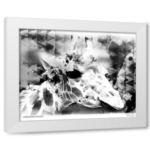 Modern Black And White Giraffe White Modern Wood Framed Art Print by Bluebird Barn