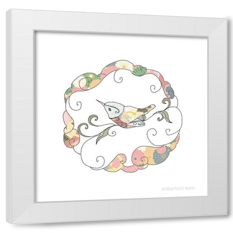 Whimsical Botanical Bird     White Modern Wood Framed Art Print by Bluebird Barn