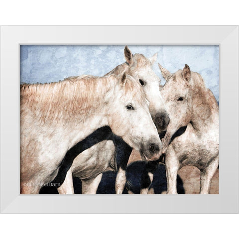 White Horse    White Modern Wood Framed Art Print by Bluebird Barn