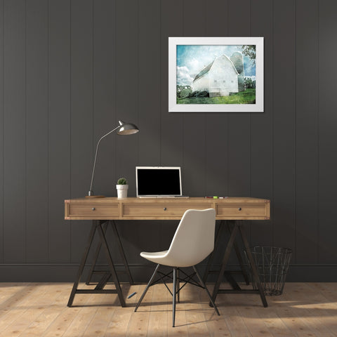 White Barn    White Modern Wood Framed Art Print by Bluebird Barn
