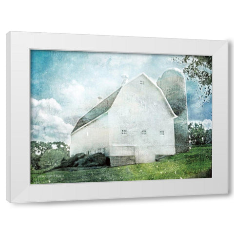 White Barn    White Modern Wood Framed Art Print by Bluebird Barn