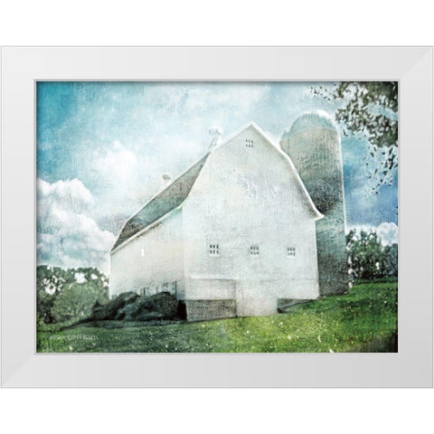 White Barn    White Modern Wood Framed Art Print by Bluebird Barn