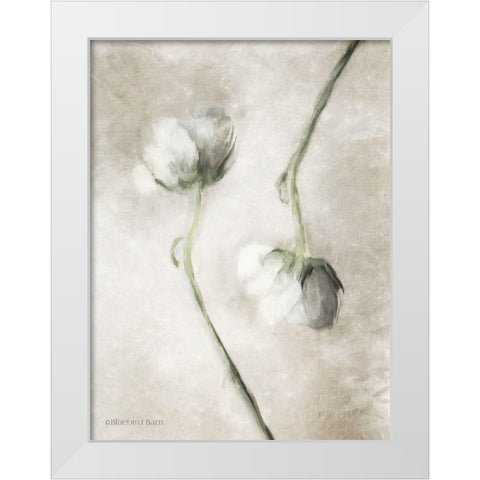 Blush Ranunculus Duo White Modern Wood Framed Art Print by Bluebird Barn