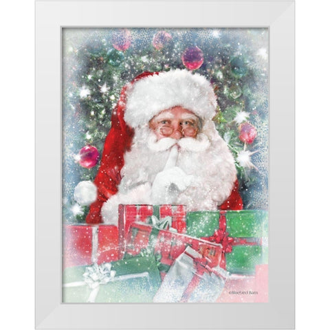 Snowy Secret Santa White Modern Wood Framed Art Print by Bluebird Barn