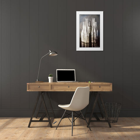 Grey Bottle Collection   White Modern Wood Framed Art Print by Bluebird Barn