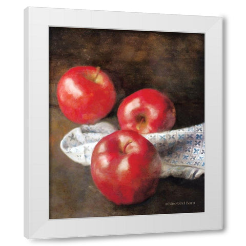 Apples and Quilt White Modern Wood Framed Art Print by Bluebird Barn