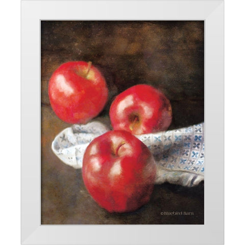 Apples and Quilt White Modern Wood Framed Art Print by Bluebird Barn