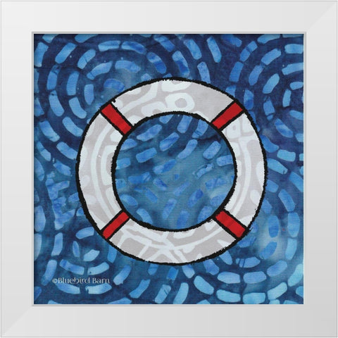 Whimsy Coastal Ring Buoy White Modern Wood Framed Art Print by Bluebird Barn