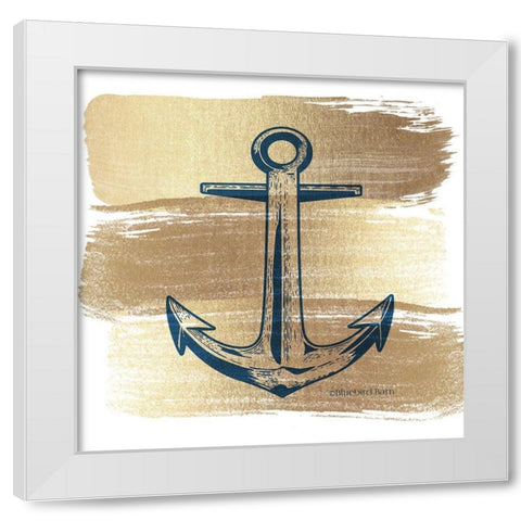 Brushed Gold Anchor White Modern Wood Framed Art Print by Bluebird Barn