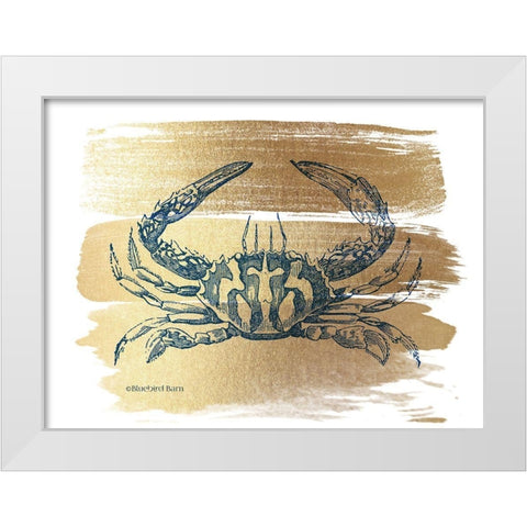 Brushed Gold Crab White Modern Wood Framed Art Print by Bluebird Barn