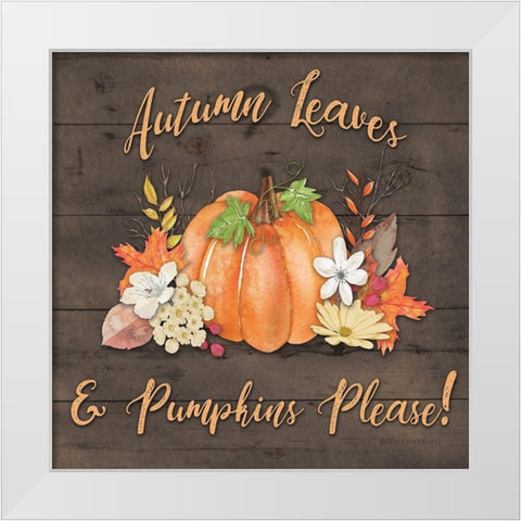 Orange Pumpkin Floral White Modern Wood Framed Art Print by Bluebird Barn