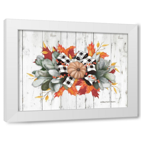 Orange Pumpkin Swag White Modern Wood Framed Art Print by Bluebird Barn
