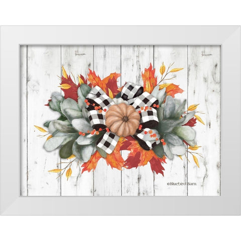Orange Pumpkin Swag White Modern Wood Framed Art Print by Bluebird Barn