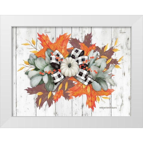 White Pumpkin Swag White Modern Wood Framed Art Print by Bluebird Barn