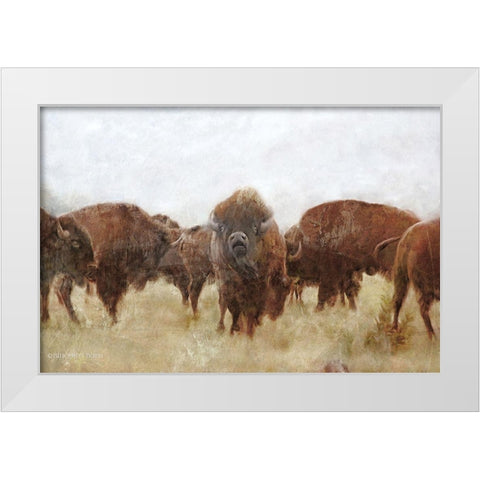 Buffalo White Modern Wood Framed Art Print by Bluebird Barn