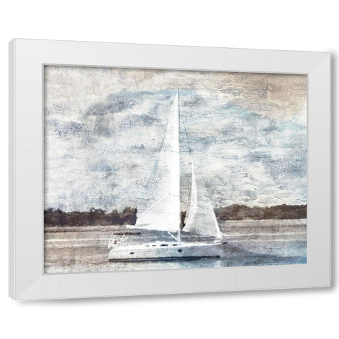 Sailboat on Water White Modern Wood Framed Art Print by Bluebird Barn