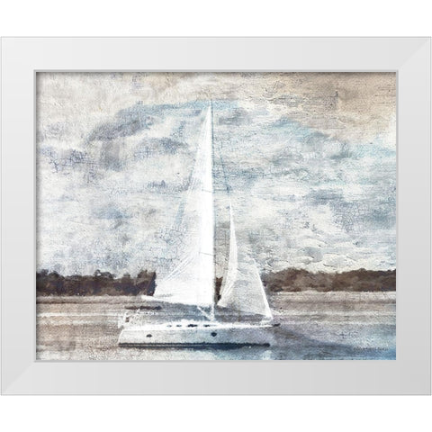 Sailboat on Water White Modern Wood Framed Art Print by Bluebird Barn