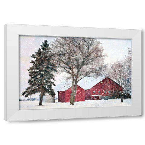 Snowy Barn    White Modern Wood Framed Art Print by Bluebird Barn