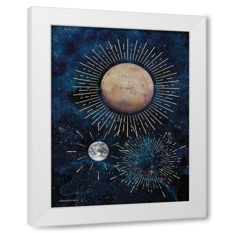 Gold Celestial Rays I White Modern Wood Framed Art Print by Bluebird Barn