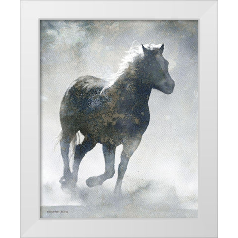 Textured Dark Running Horse White Modern Wood Framed Art Print by Bluebird Barn