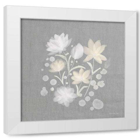 Flower Bunch on Linen II     White Modern Wood Framed Art Print by Bluebird Barn