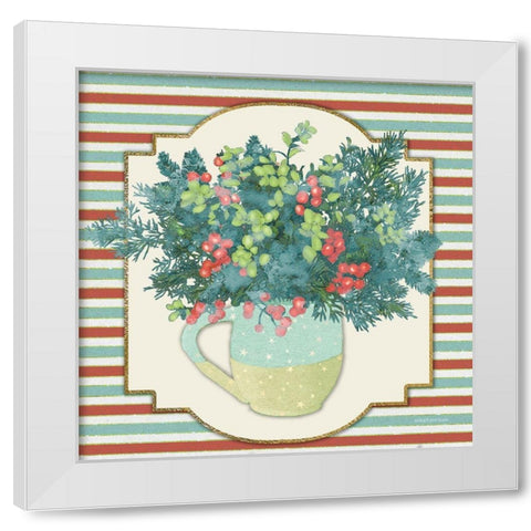 Evergreen Centerpiece I  White Modern Wood Framed Art Print by Bluebird Barn