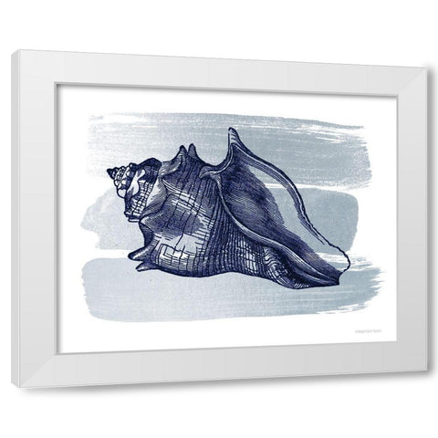 Brushed Midnight Blue Seashell     White Modern Wood Framed Art Print by Bluebird Barn