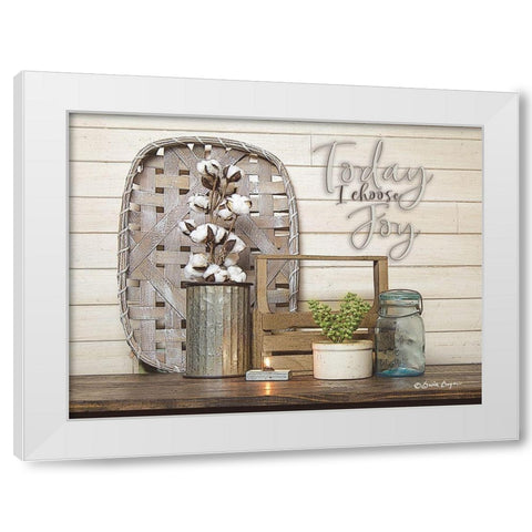 Today I Choose Joy White Modern Wood Framed Art Print by Boyer, Susie