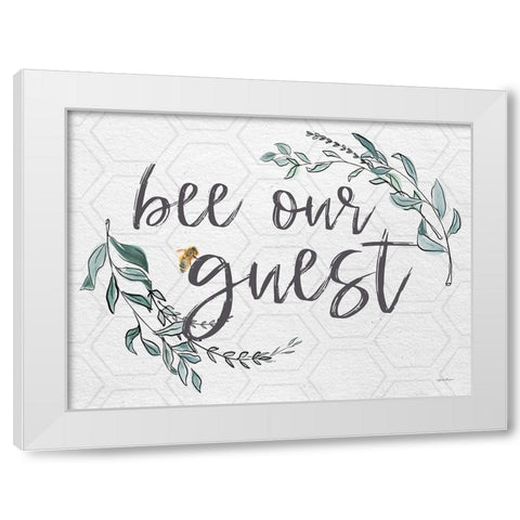 Bee Our Guest   White Modern Wood Framed Art Print by Boyer, Susie