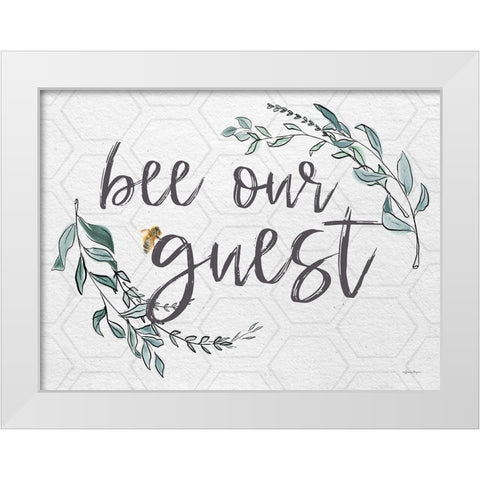 Bee Our Guest   White Modern Wood Framed Art Print by Boyer, Susie