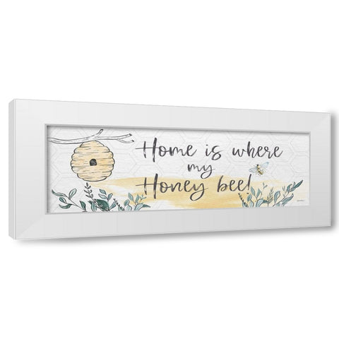 Home Is Where My Honey Bee   White Modern Wood Framed Art Print by Boyer, Susie