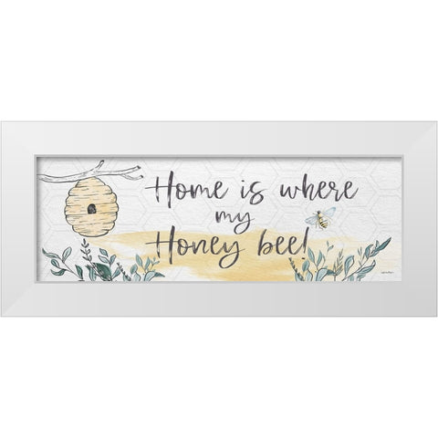 Home Is Where My Honey Bee   White Modern Wood Framed Art Print by Boyer, Susie