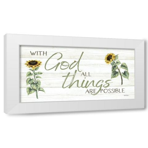 With God All Things Are Possible White Modern Wood Framed Art Print by Boyer, Susie