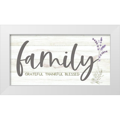 Family - Grateful-Thankful-Blessed White Modern Wood Framed Art Print by Boyer, Susie