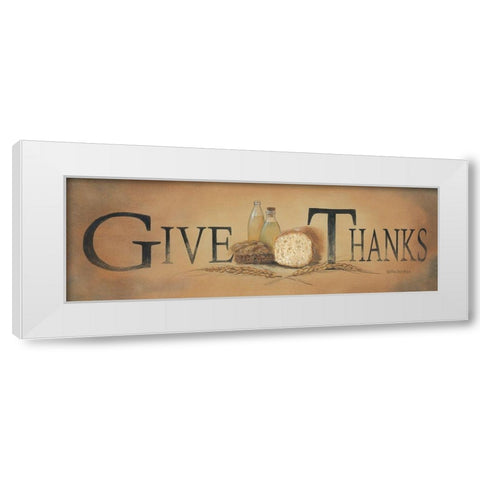 Give Thanks White Modern Wood Framed Art Print by Britton, Pam