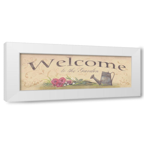 Welcome to the Garden White Modern Wood Framed Art Print by Britton, Pam