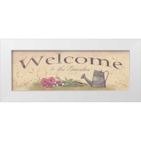 Welcome to the Garden White Modern Wood Framed Art Print by Britton, Pam