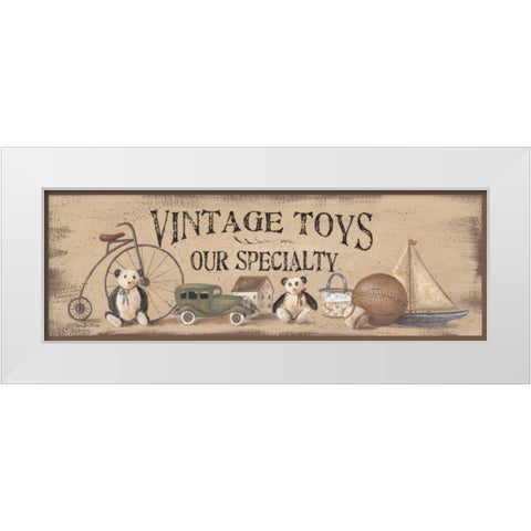 Antique Toys White Modern Wood Framed Art Print by Britton, Pam