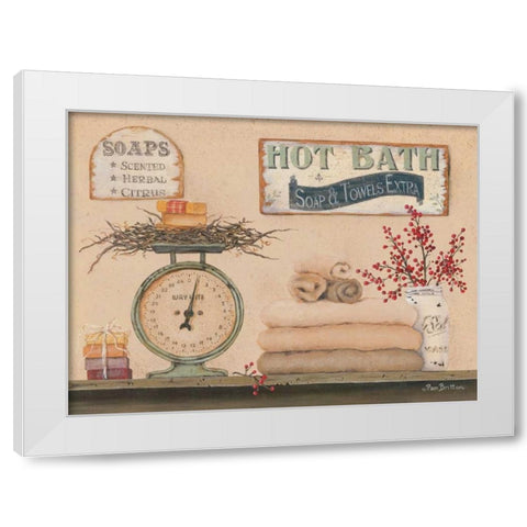 Hot Bath White Modern Wood Framed Art Print by Britton, Pam