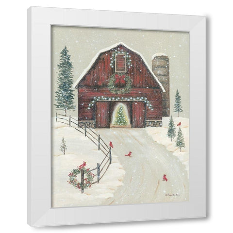 Holiday Barn White Modern Wood Framed Art Print by Britton, Pam