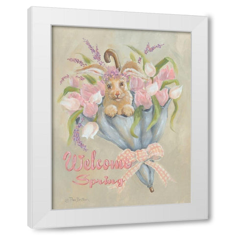 Spring Bunny White Modern Wood Framed Art Print by Britton, Pam