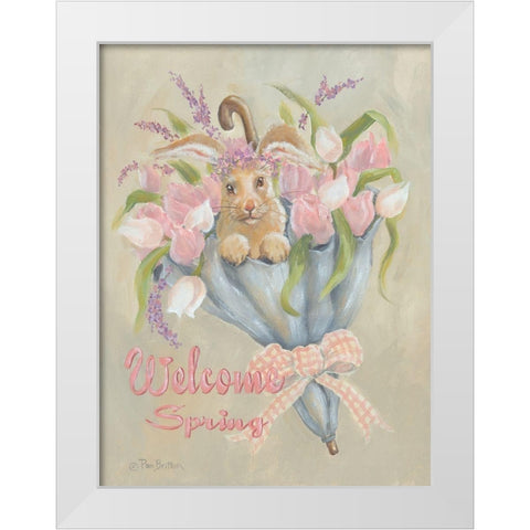 Spring Bunny White Modern Wood Framed Art Print by Britton, Pam