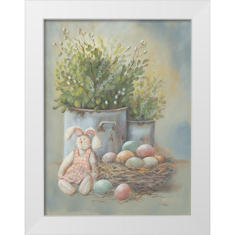 Rustic Easter Vignette White Modern Wood Framed Art Print by Britton, Pam