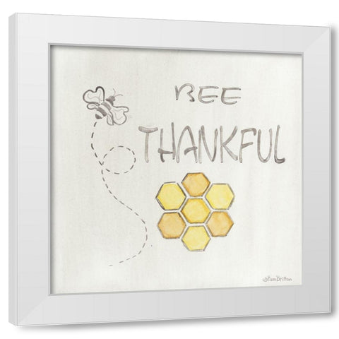 Bee Thankful White Modern Wood Framed Art Print by Britton, Pam