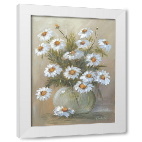 Bowl of Daisies White Modern Wood Framed Art Print by Britton, Pam